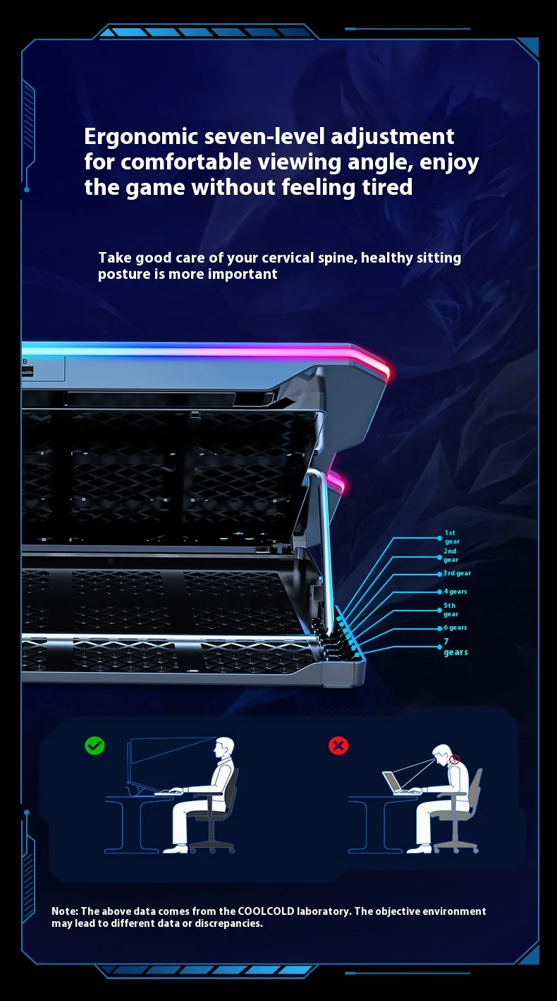 COOLCOLD F15 Gaming RGB Laptop Cooling Pad 15 Quiet Fans For 12-17.3 Inch With USB TYPE-C Port Notebook Cooler Stand_voghion.com