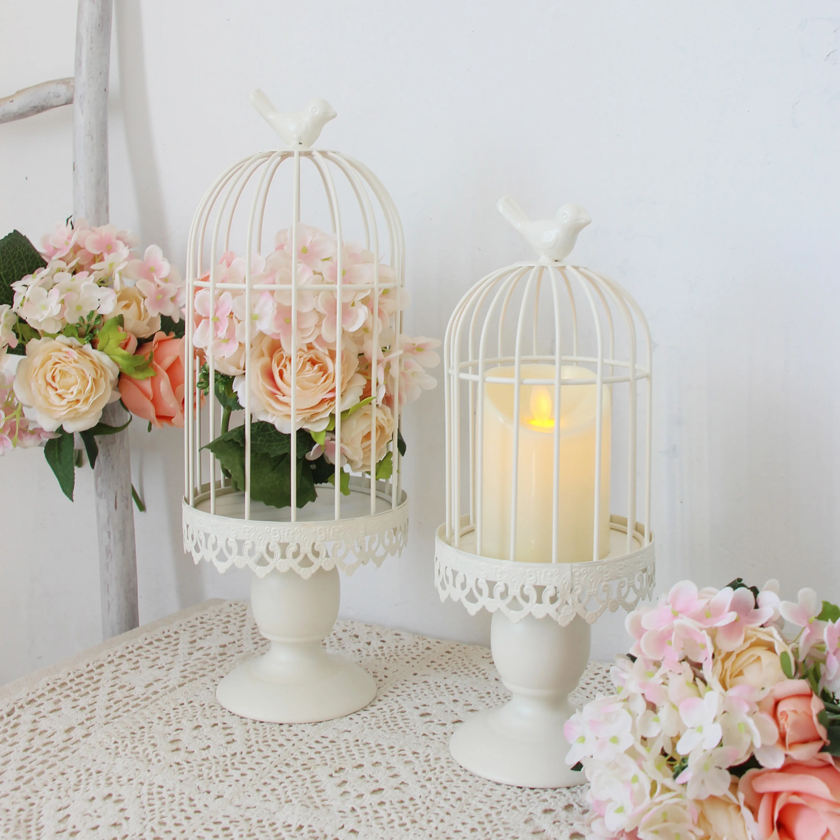 Modern iron wrought metal birdcage Sets large bird cage decoration hanging flowerpot succulent plants