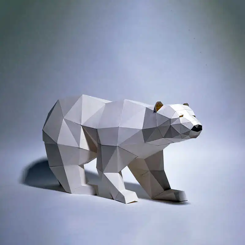 60cm Bear Paper Model DIY Low Poly Origami Papercraft Home Ornament Animal Room Decor 3D Puzzles Hand Made Creative Gift Toys