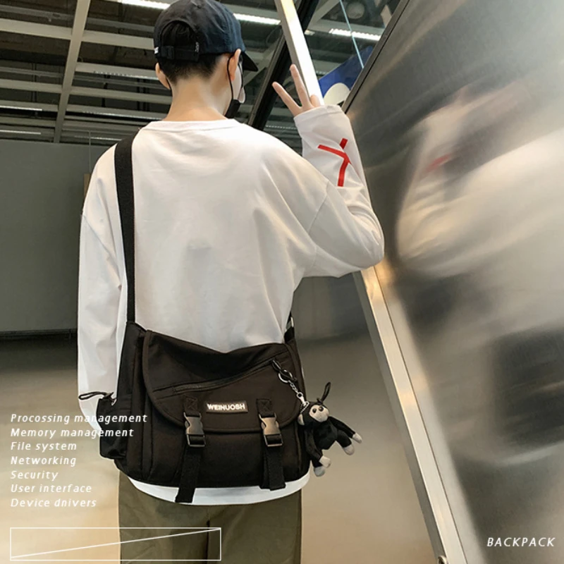 

Japanese Simple Messenger Bag Korean Bag Student Nylon Waterproof Canvas Bag Crossbody Bags for Women Satchels