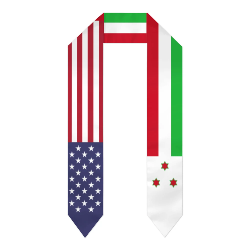 

Graduation Sash Burundi & USA United States Flag Stole Shawls Graduate Wraps Scraf International Student Pride Gifts