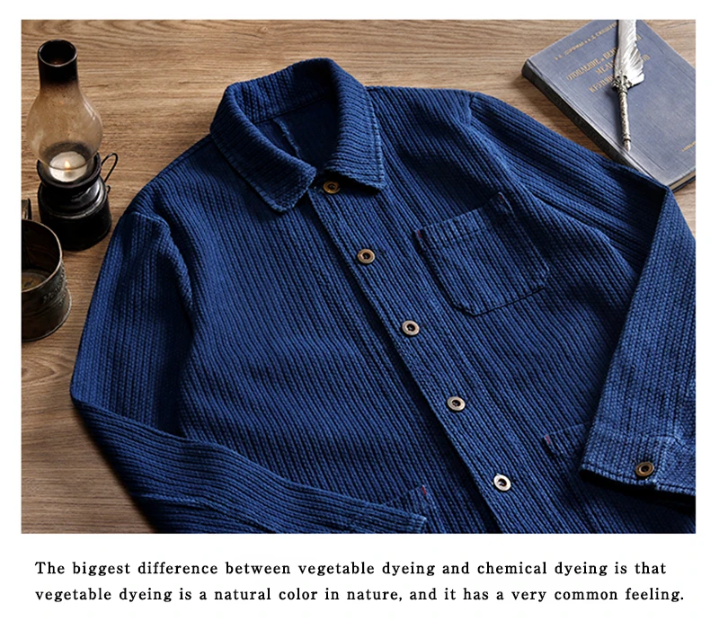 Indigo Cargo Jacke Männer Vintage Schwergewicht Baumwolle Blau gefärbte Arbeits kleidung Werkzeug jacke Französisch Retro Multi-Pocket Strickjacke Mantel – Detail 10