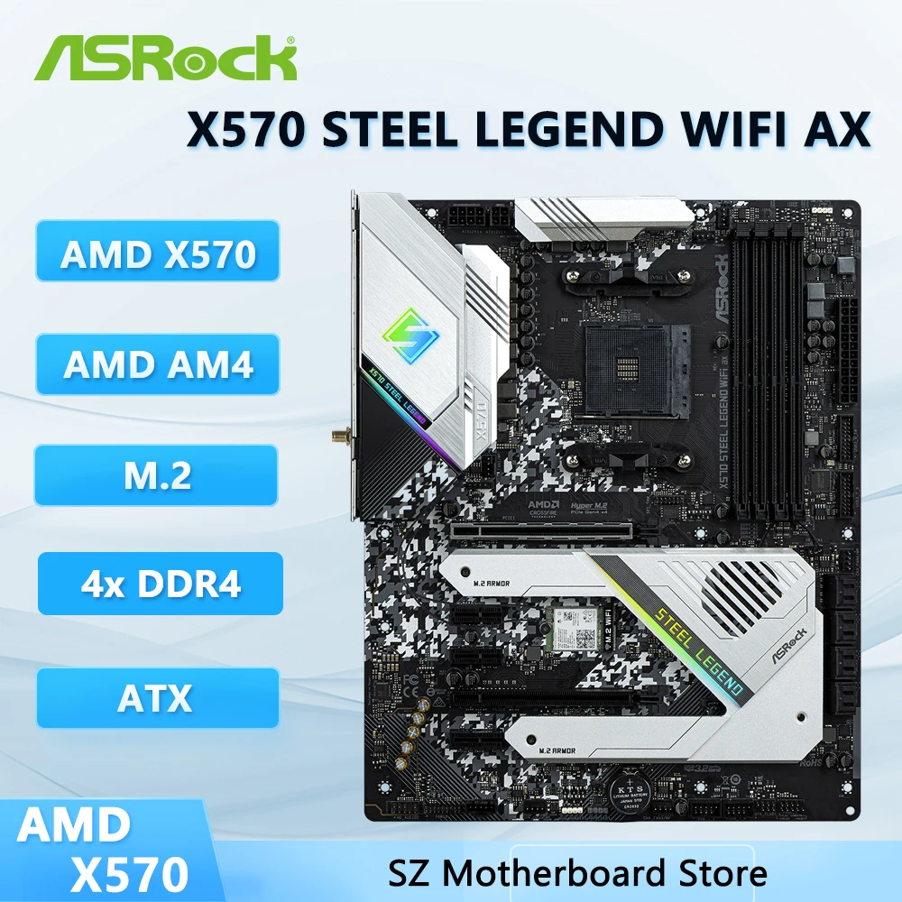 Placa Mãe ASRock X570 Steel Legend WiFi AX