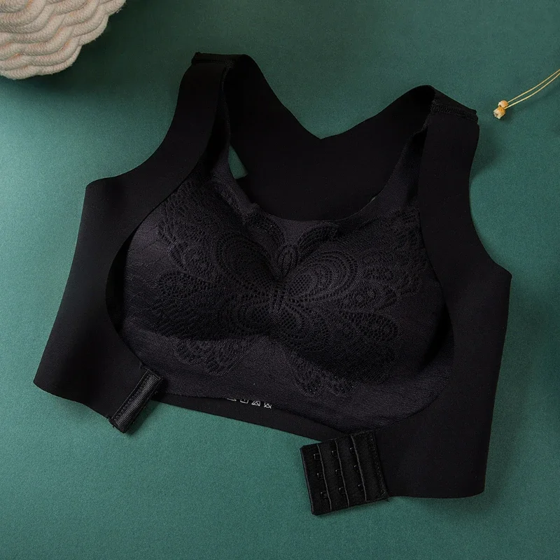 Women's Seamless Side-buttoned Sports Bra with Invisible Back No Steel Ring Comfortable Lifting Crossing Girl's Bra