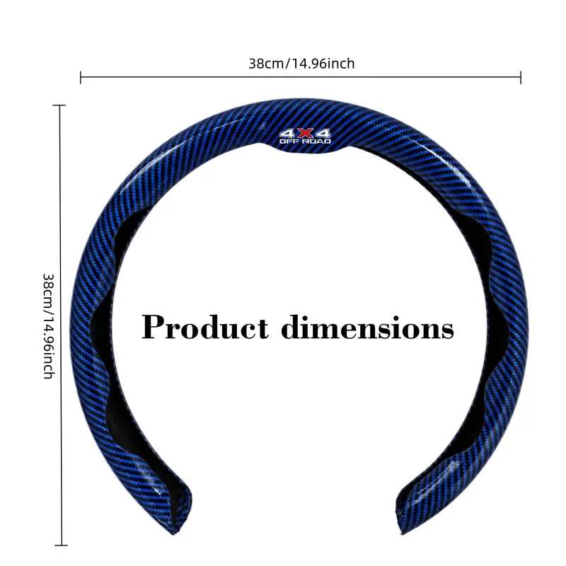 Off-Road Blue Carbon Fiber Texture Steering Wheel Cover - Comfortable Grip & Easy Installation