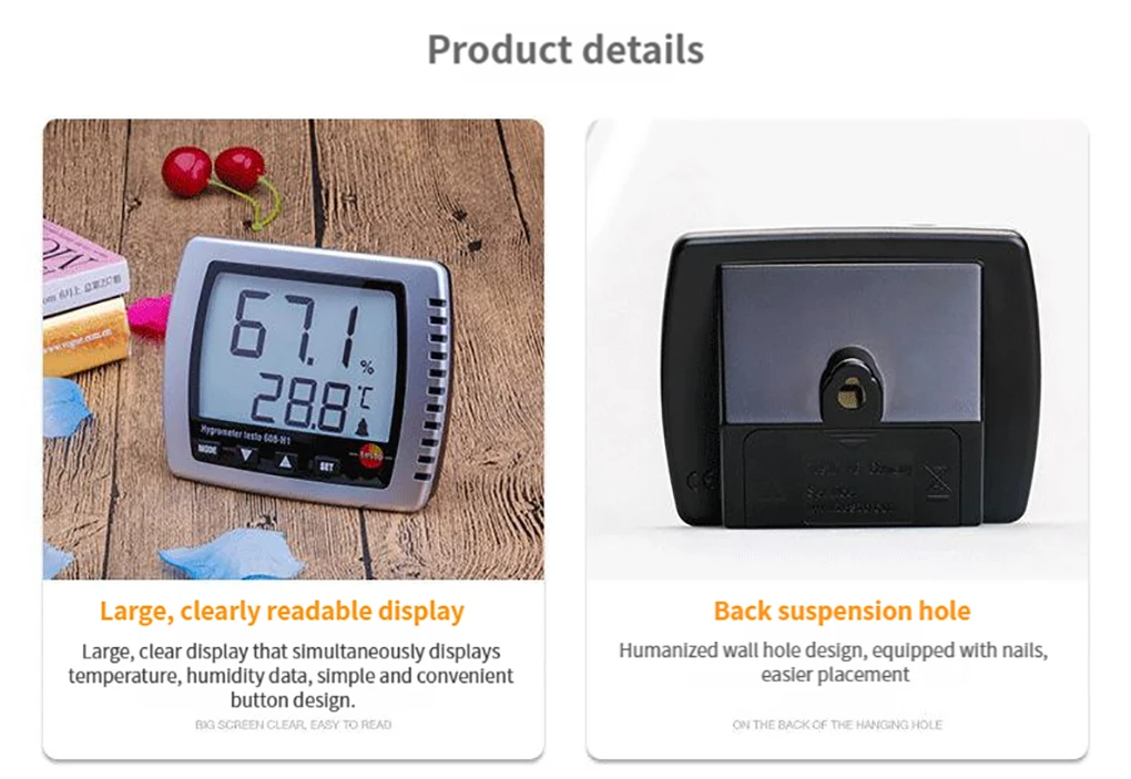 Testo 608-H1/H2 Electronic High Precision Thermohygrometer LCD Display Temperatu