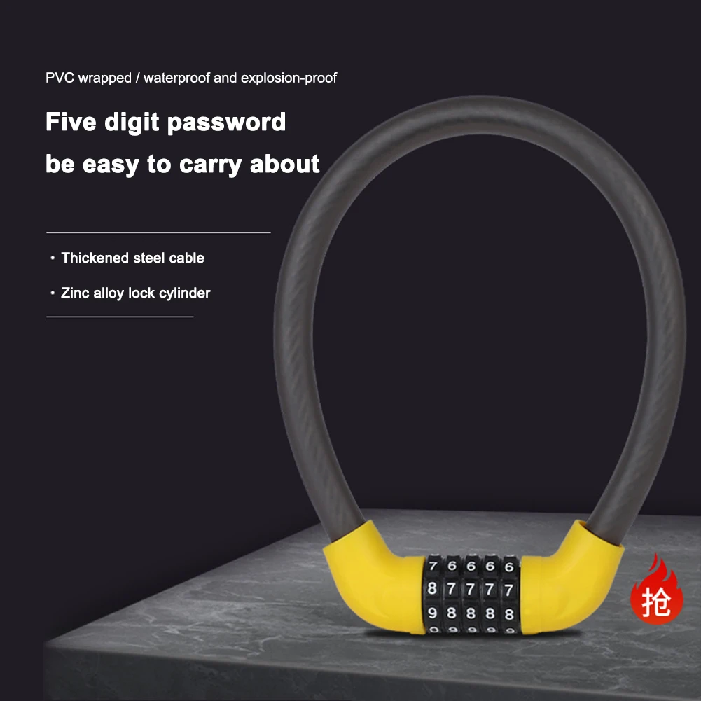 Description Picture 5 of itemUniversal MTB Scooter Security Combination Lock Scooter Motorcycle Anti-Theft Steel Wire Lock Cycling Accessories