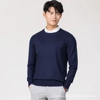 MRMT 2025 Brand New Men's Round Neck V-Neck O- Neck Pullover Wool Sweater Classic Solid Color Slim-Fit Base Plus Size Sweater 1