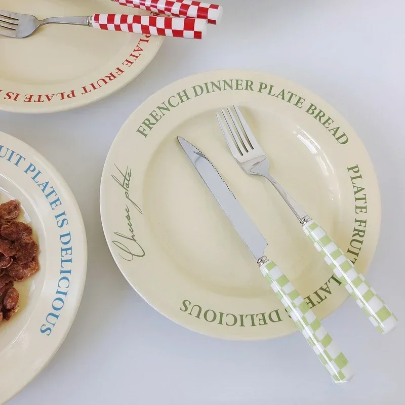 8inch Ceramic Plate Tableware Flat Plates Dessert Dish Cake Saucer Salad Plates and Dishes Carton Dinner