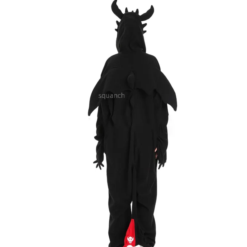 Kigurumi Pajamas Onesies Couple Halloween Dragon Black White Anime Women Men Zipper Jumpsuit
