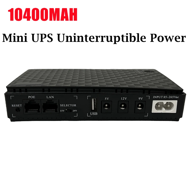 

10400MAH Mini Portable UPS 36W 5V, 9V, 12V Uninterruptible Power Supply Multipurpose Mini UPS Battery Backup For Wifi IP Cam