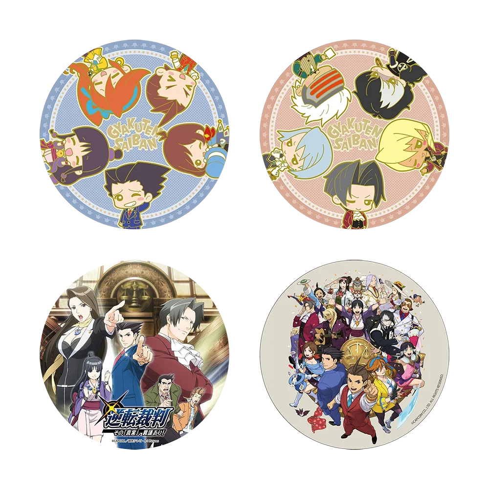 

Gyakuten Saiban Game Badge Ace Attorney Phoenix Wright Apollo Justice Athena Cykes Maya Fey Metal Badge Brooch Pin