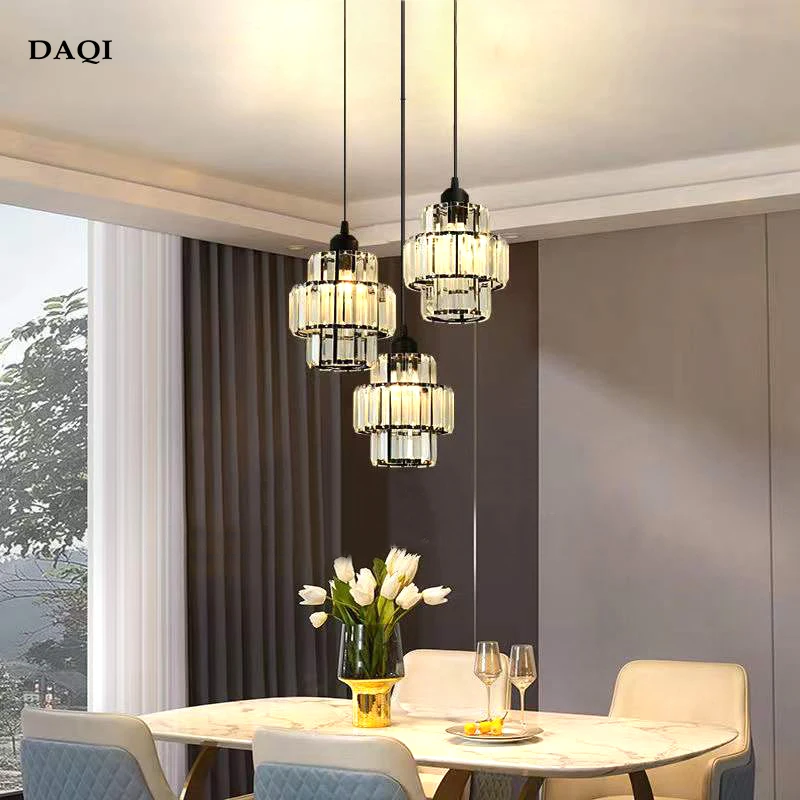 Tanio Nordic luksusowy kryształ żyrandol czarny/złoty E27 lampa hotelowa kuchnia