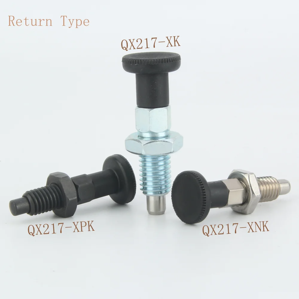 Cylindrical Locating Dowel Pin QX217 Return Type/Rest Position Aluminum/Plastic Knob Indexing Plungers Threaded Locating Pin with Nuts