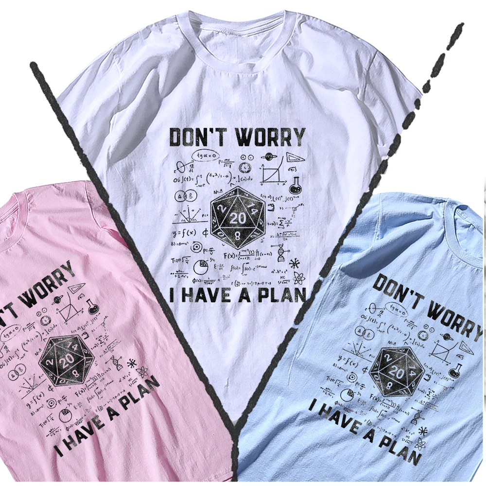Neuheit Dungeon Dragon T Shirts Grafik Streetwear Kurzarm ICH Have A Plan D20 Würfel Rollenspiel DnD T-shirt Männer – Detail 8