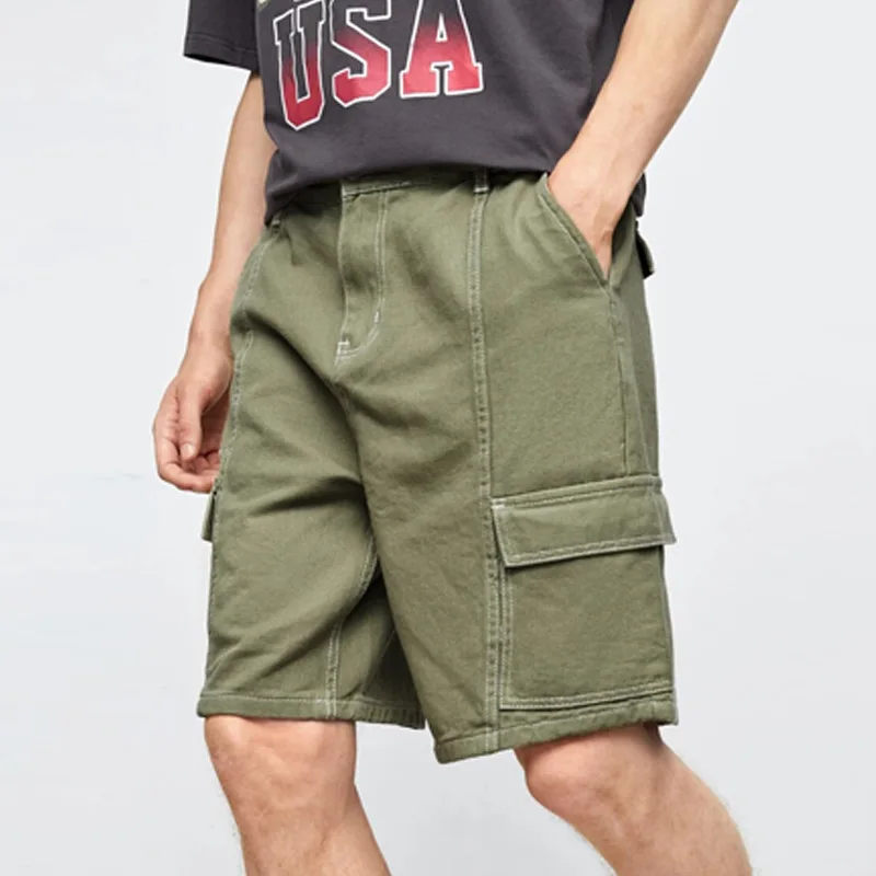 Cargo Shorts Mens Multi Pocket Shorts Solid Color Cropped Pants Men Casual Shorts Summer Breathable Bottoms Fashion Streetwear