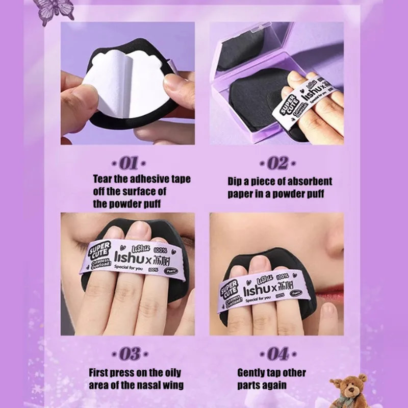 Lishu 100 Sheets Oil Clear Blotting Paper With Powder Puff Oil Control And Makeup Setting Oil Absorbing Wipes Cosmetic Tool