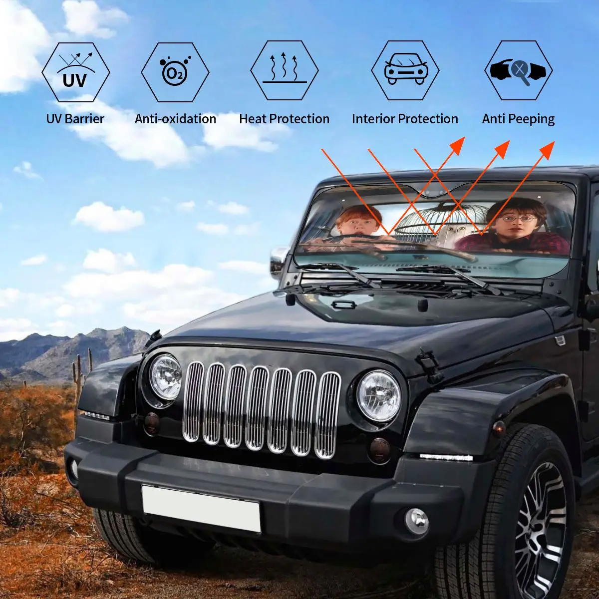 Funny Meme Fold-up Sunshade Windscreen 70x130cm Anime Aluminium Foil Sun Visor Heat Reflector