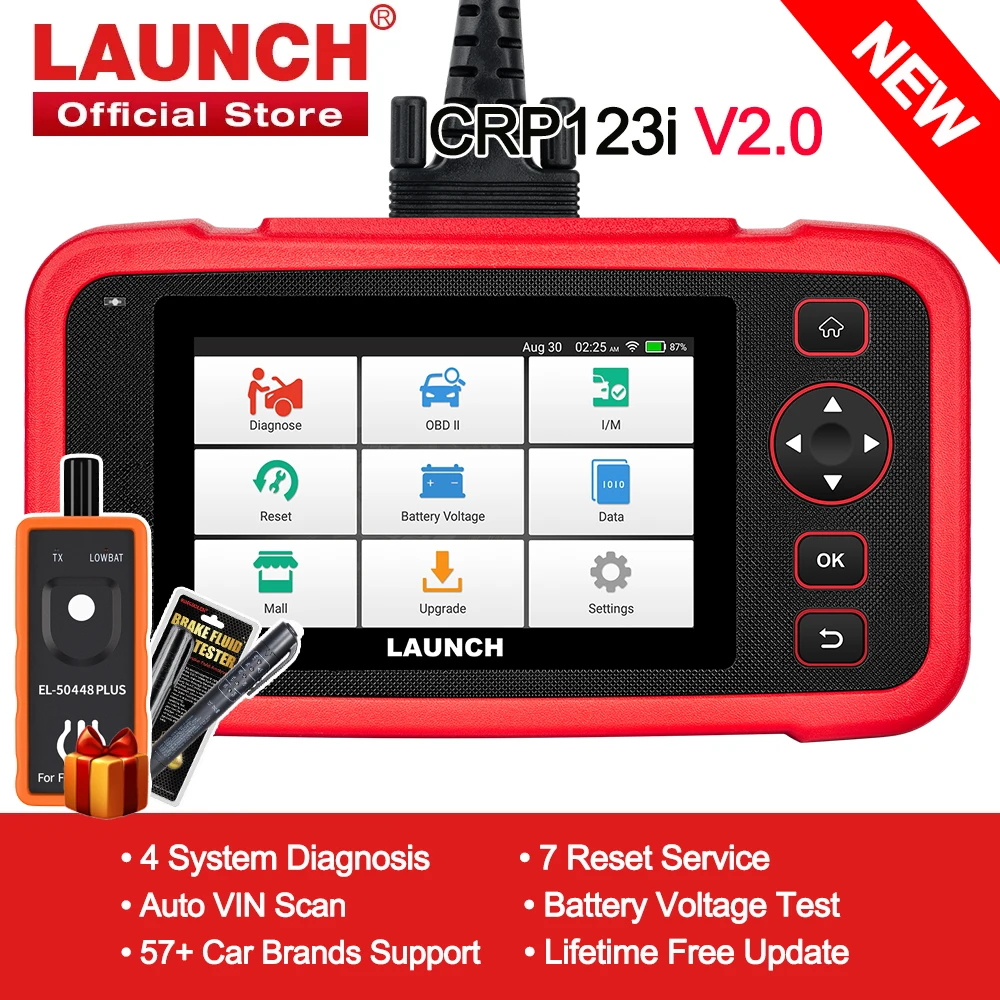 LAUNCH CRP123i V2.0 OBD2 Auto Diagnostica, Diagnosi Autos Professionale in Italiano, Veicoli Scanner con 4 Sistemi Diagnostici, 7+ Mantenimento Resets olio/Brake/SAS/ABS/DPF/BMS/ETS