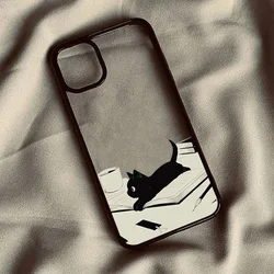 Cute Black Cat Pattern Clear Phone Case for A23 (C)