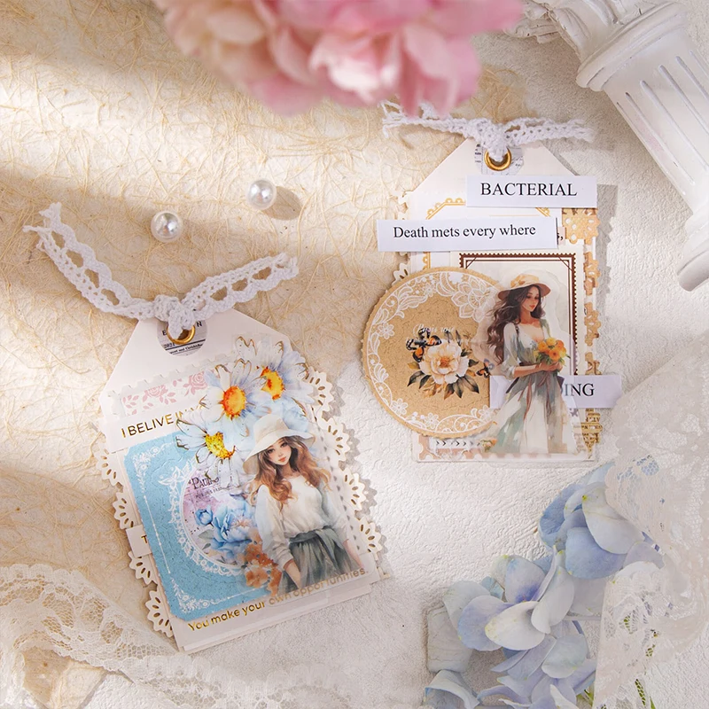 Scrapbook paper craft paper scrapbooking material scrapbook materials handmade craft paper diy craft materials handmade paper scrapbooking paper 30 pcs vintage collage border decorative collage diary album account DIY decoration stationery handmade Junk Journal supplies