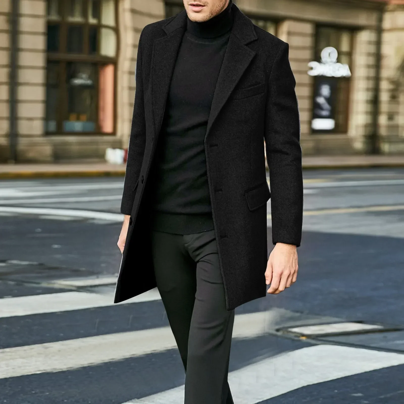 Winter Coat Lapel Collar Padded Jacket Vintage Thicken Coat Sheepskin Jacket Men Warm Topcoat Mens Long Sleeve Fleece Plus Size 2