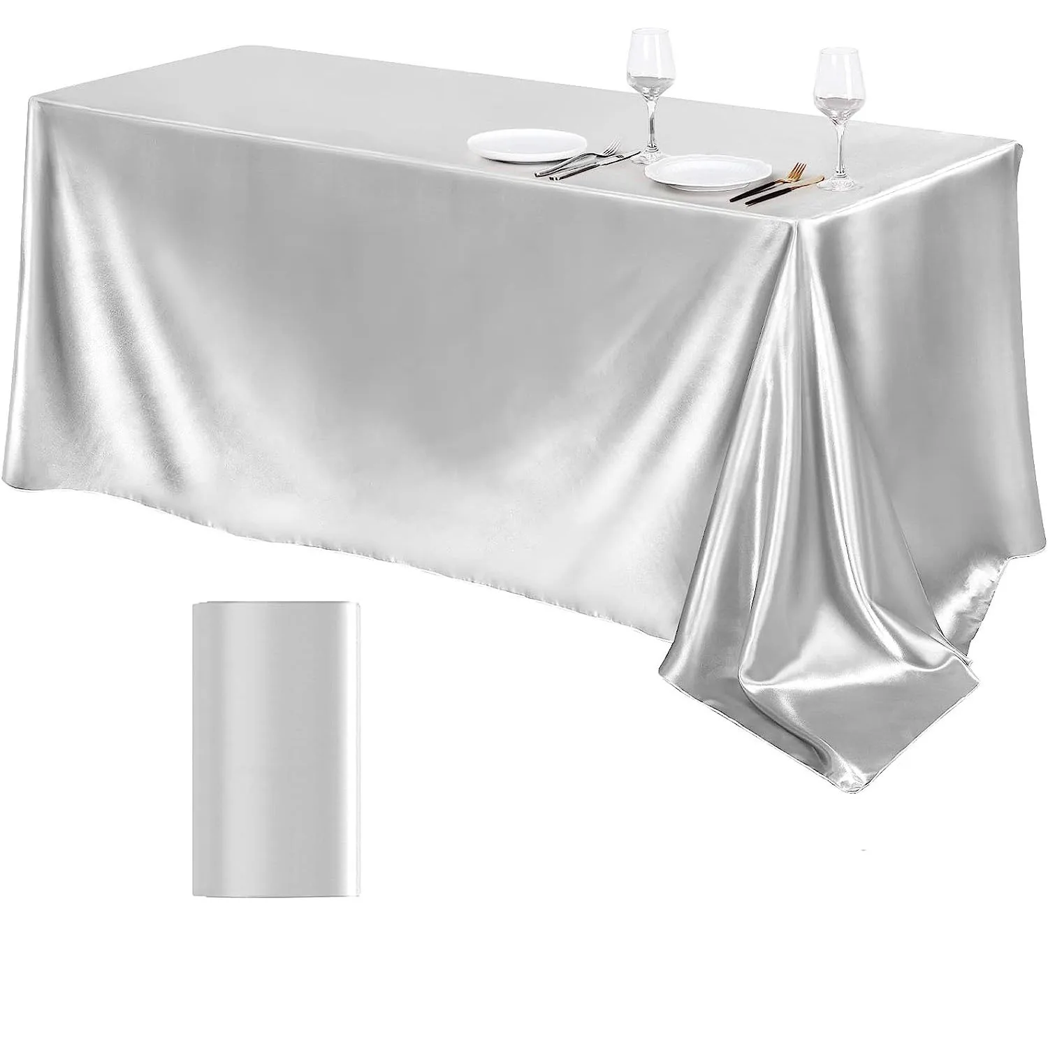 Rose Gold Satin Tablecloth - Nordic Elegance Wedding and Party Table Cover