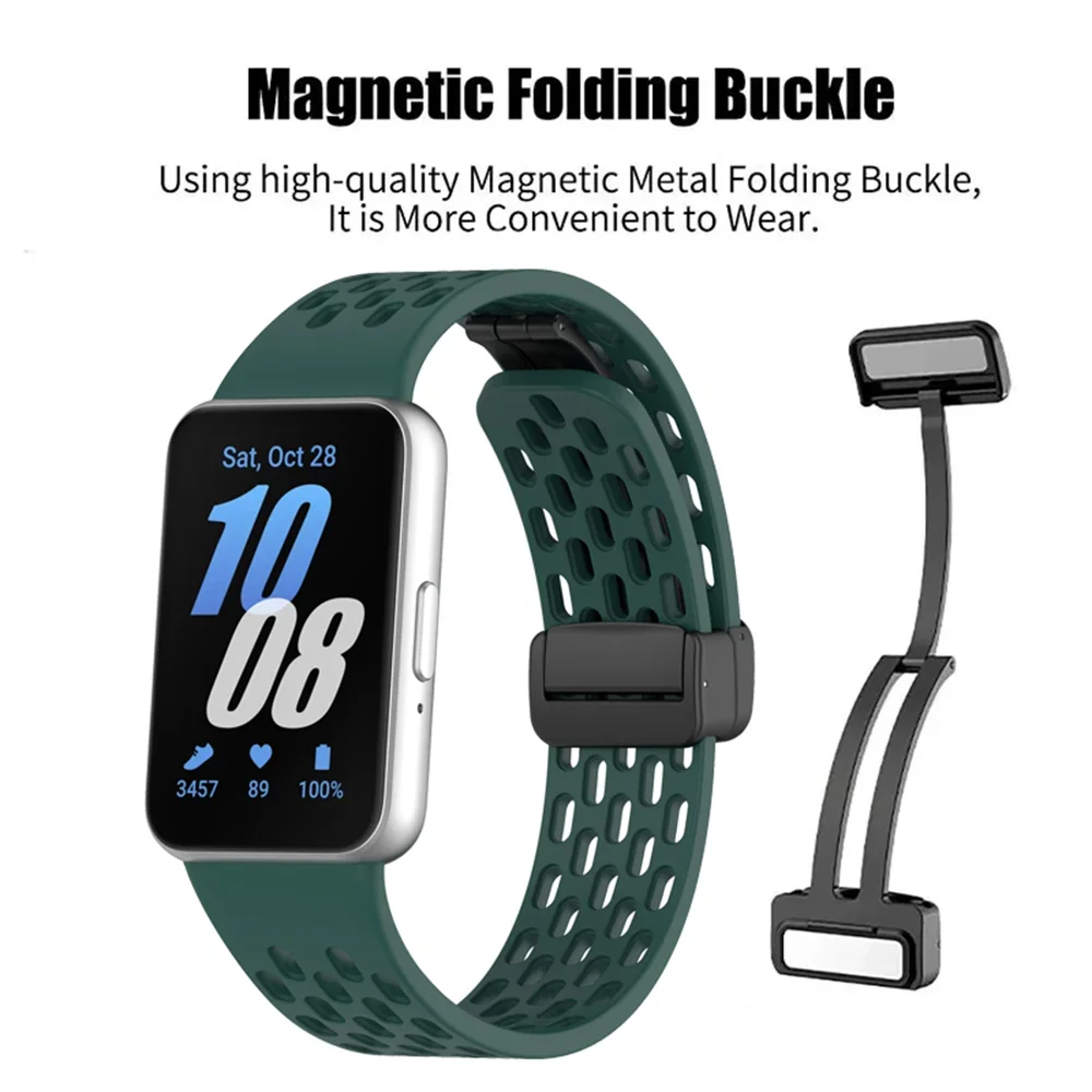 Magnetic D Buckle Sports Silicone Band For Samsung Galaxy Fit 3 Fit3 SM-R390 Replacement Strap Wristband Bracelet  Accessories