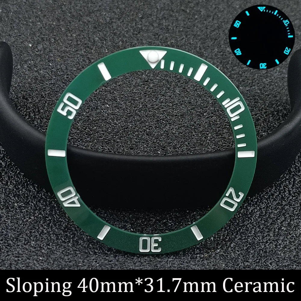 Inserti Lunetta In Ceramica 38mm Per Orologi SUB 40mm - Tandorio Nero/blu/verde Luminoso