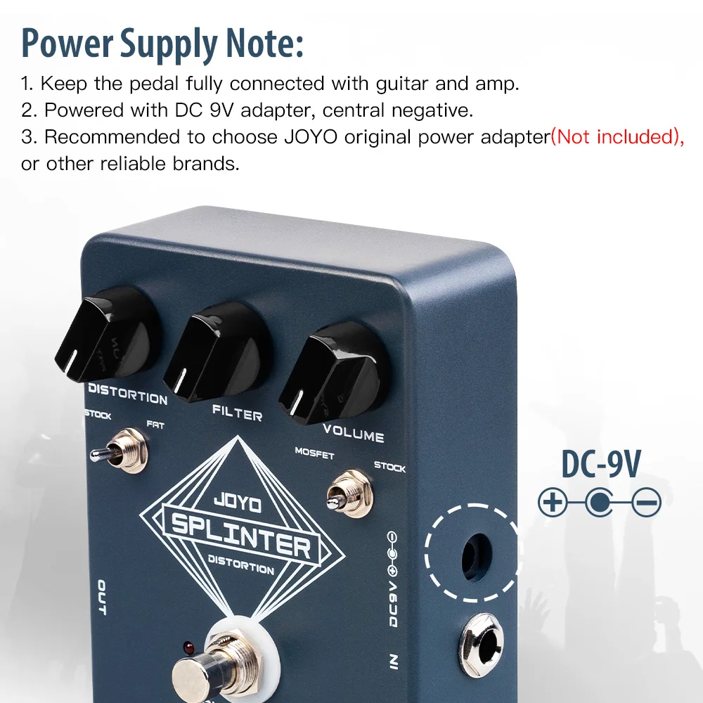JF-21 SPLINTER Distortion Guitar Pedal Warm and Dynamic Fuzz Distortion Effects