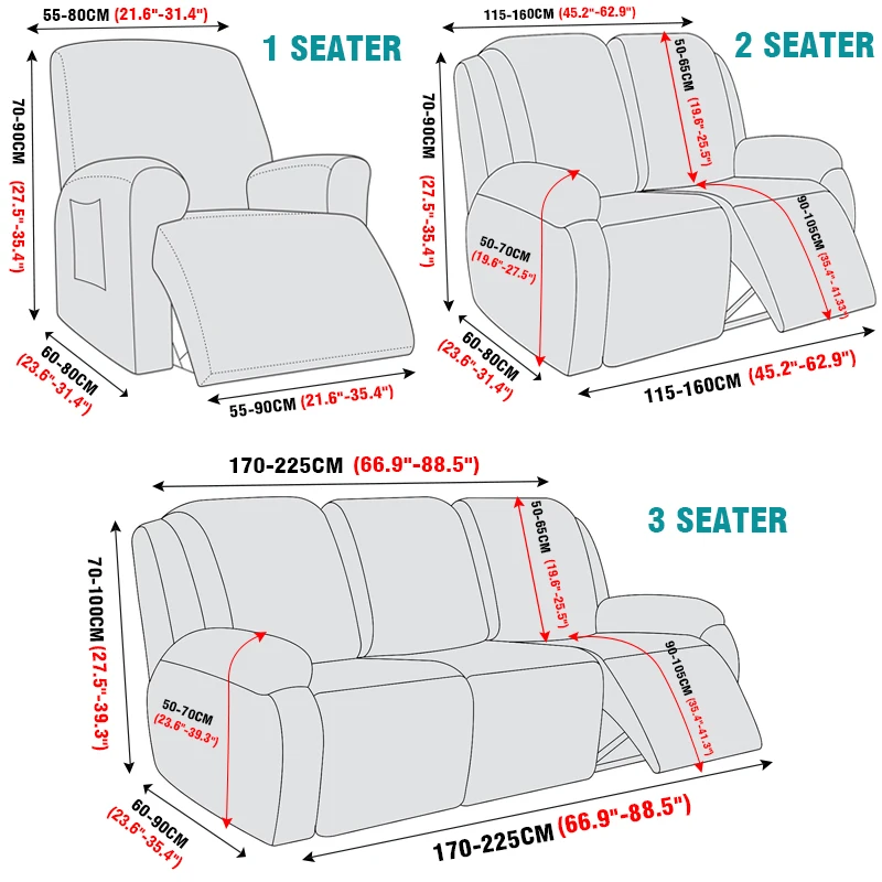 1/2/3 Seats Stretch Floral Recliner Cover Split Relax All-inclusive Chair Cover Lounger Couch Sofa Armchair Slipcovers 2