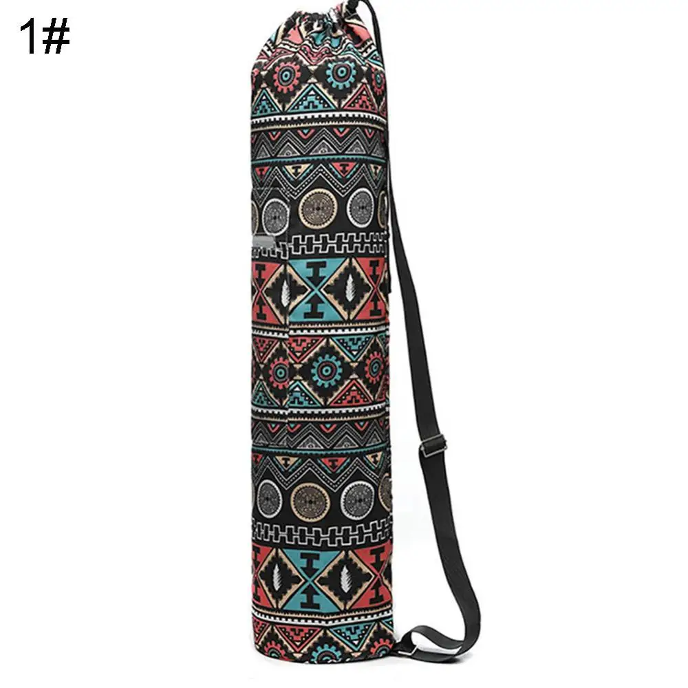 Portable New Drawstring Printed Canvas Gym Fitness Yoga Mat Carry Pouch Shoulder Bag 6
