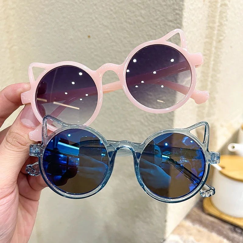 Children's SunglaSSeS Cat's Ears Round Colored SunShade Shopping Modeling Glasses fashion sunglasses kids sunglasses children sunglasses party sunglasses cosplay sunglasses