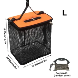 Foldable Portable Mesh Fishing Basket and Bait Holder (L)