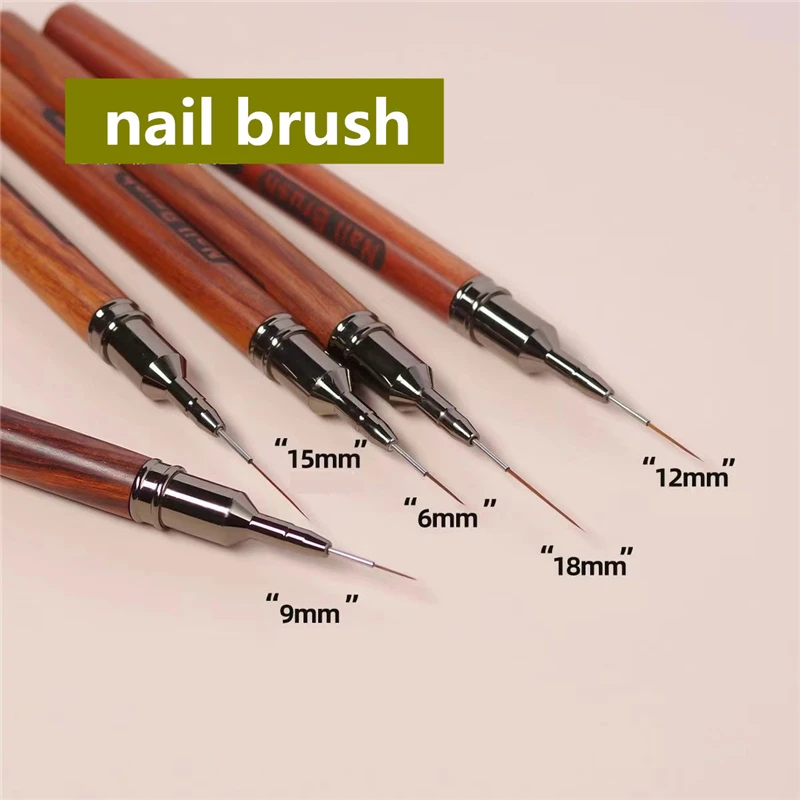 6/9/12/15/18mm Round Wood Handle Art Liner DIY Painting Brush Drawing Lines Stripe Flower Painting Pen UV Gel Brush 4