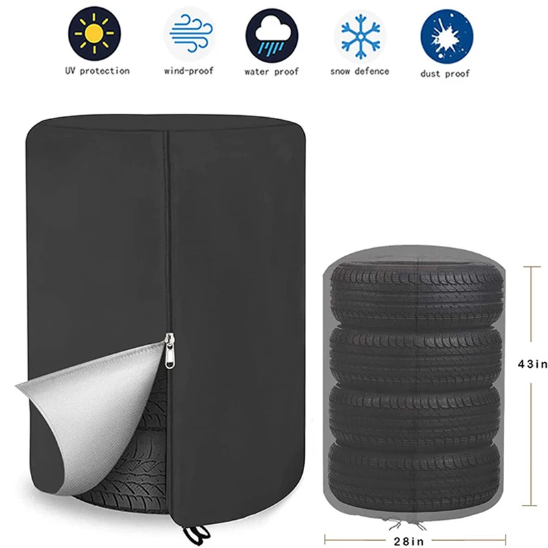 210D Oxford Fabric Car Tyre Cover 4 Tyre Capacity Sun and Dust Proof