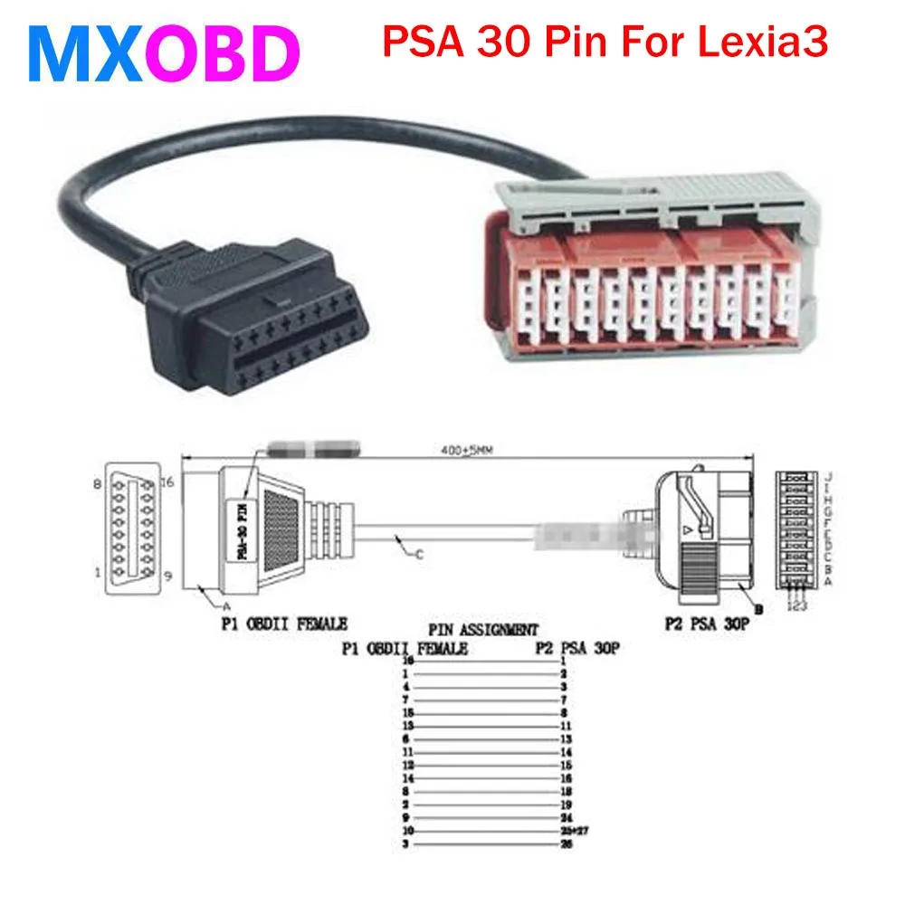 Obdii A Lexia3 Kábelhez Lexia-3 Psa 30Pin Kábel Lexia 3 30 Pin-To Obd 16 Pin Cable Obd2 Car Diagnostic Tool