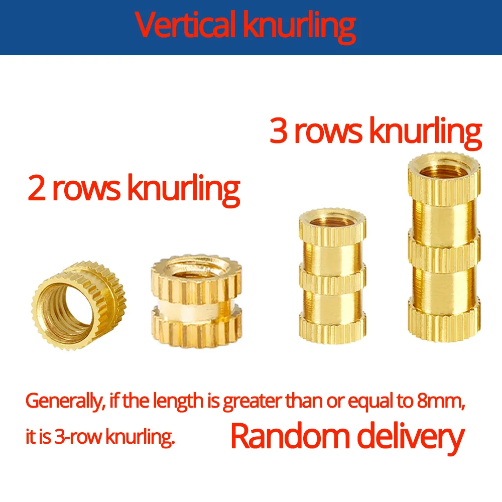 

50PCS M3 Insert Brass Heat Set Threaded Nut Hot Melt Knurled Molding Injection Embedded Insertion of 3D Printing Printer