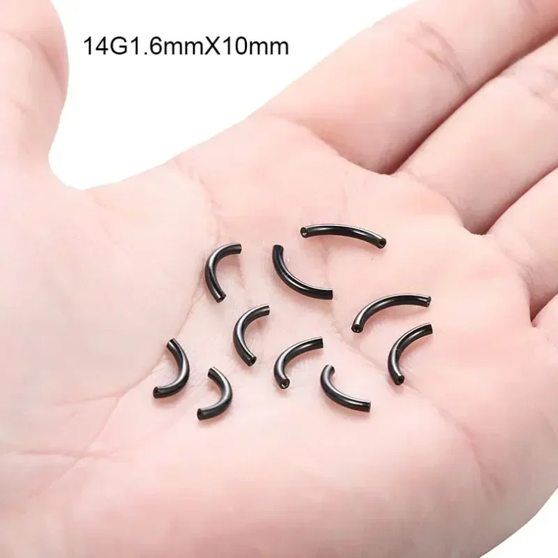 Piercing Jewelry 10 Pcs/Lot ASTM F136 Titanium Internal Thread Brow Piercing Banana Curved Barbell Kit Brow Tragus Lip Ringpe Body Accessories