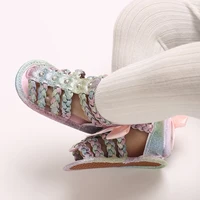 0-18Months Summer Roman Sandals Open Toe Woven Solid Color High Cut Minimalist Rivet Girl Baby Fashion Flat Sandals 6