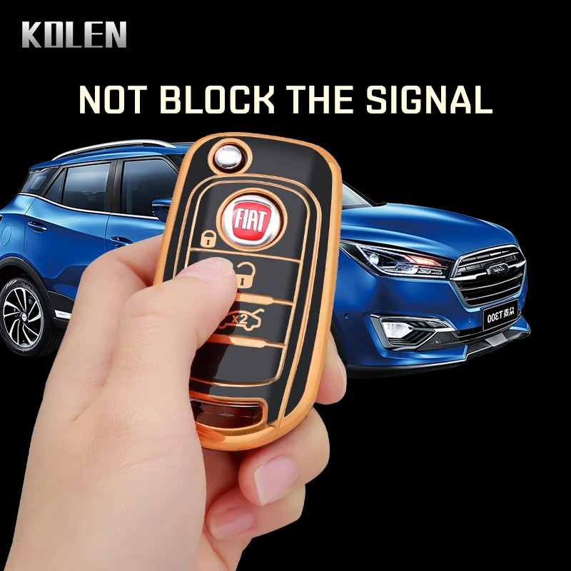 Custodia in pelle Chiave Dell'automobile Per Fiat 500X Toro Nuovo Grazie 4 Bottoni Pieghevole A Distanza di Copertura Fob Portachiavi Sacchetto di Protezione Auto accessori  34