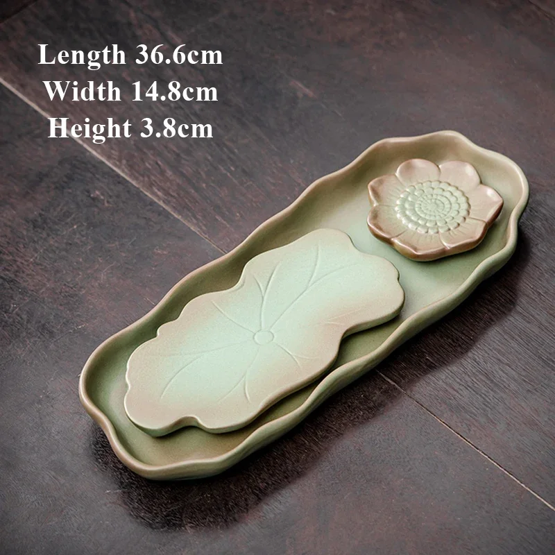 Lotus Shaped Tea Tray, Home New Small Dry Brewing Table Japanese Tea Table Retro Accessories Drainage Storage Style Kung Fu, 1Pc