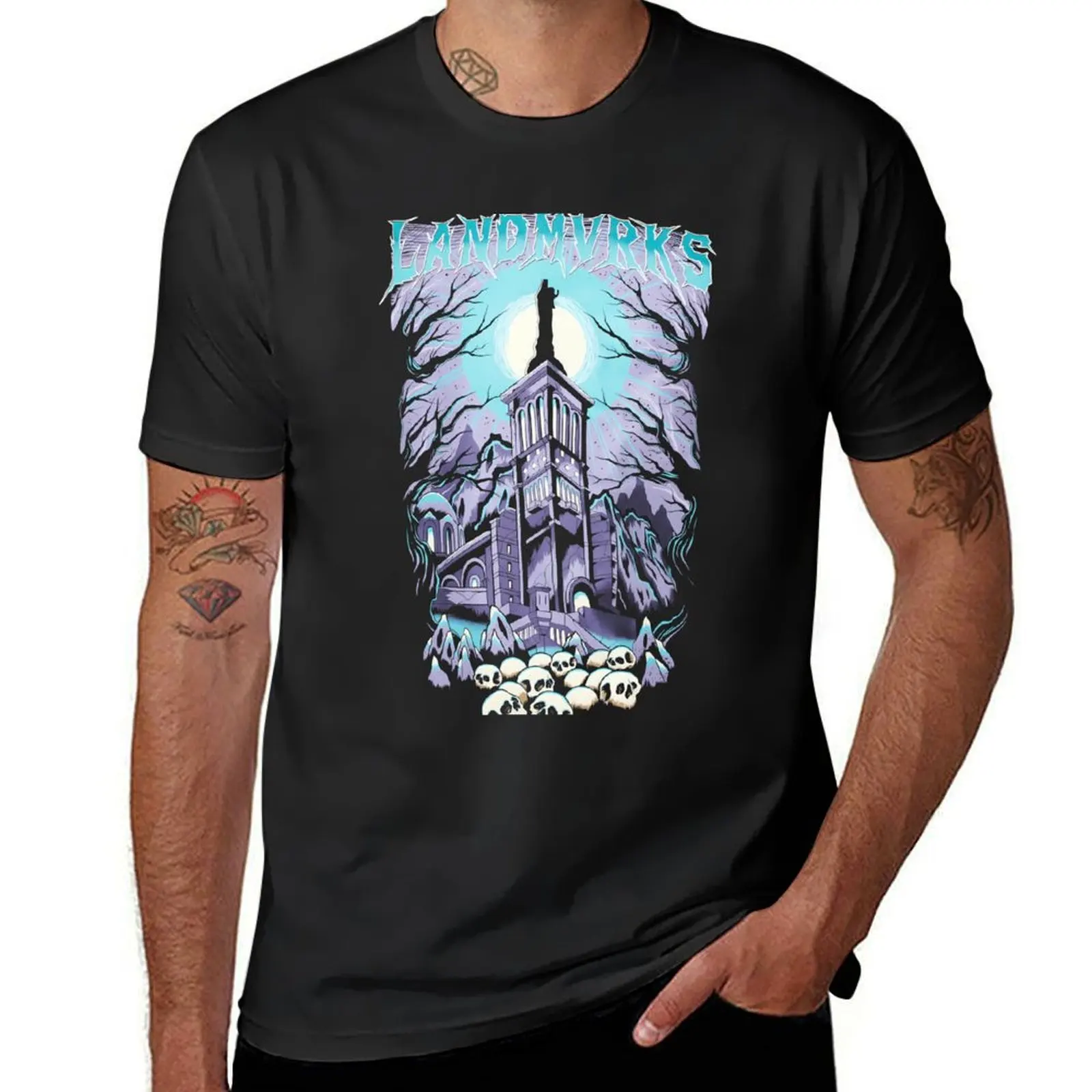 LANDMVRKS - Skull Castle T-Shirt tees vintage summer tops customs workout shirts for men