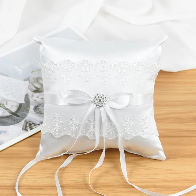 Ring Bearer Pillow Romantic Ring Pillow Bridal Wedding Lace Pearl - Main Image