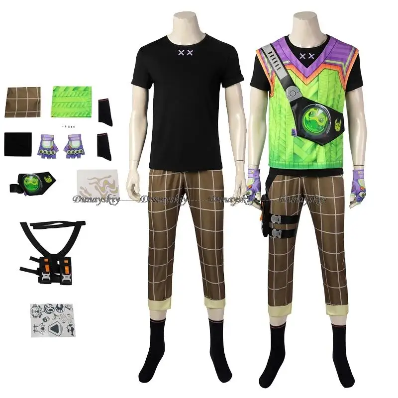 

Gekko Cosplay Anime Costume VALORANT Role Play T-shirt Pants Belt Outfits Men Casual Outfits Halloween Carnival Party Suit
