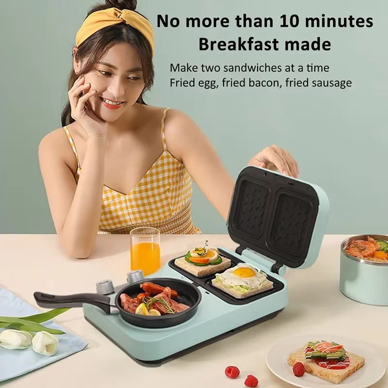 1500W High Power Multi-Functional Sandwich Maker with Removable Plates - Compact Breakfast Station for Home Use, Toast