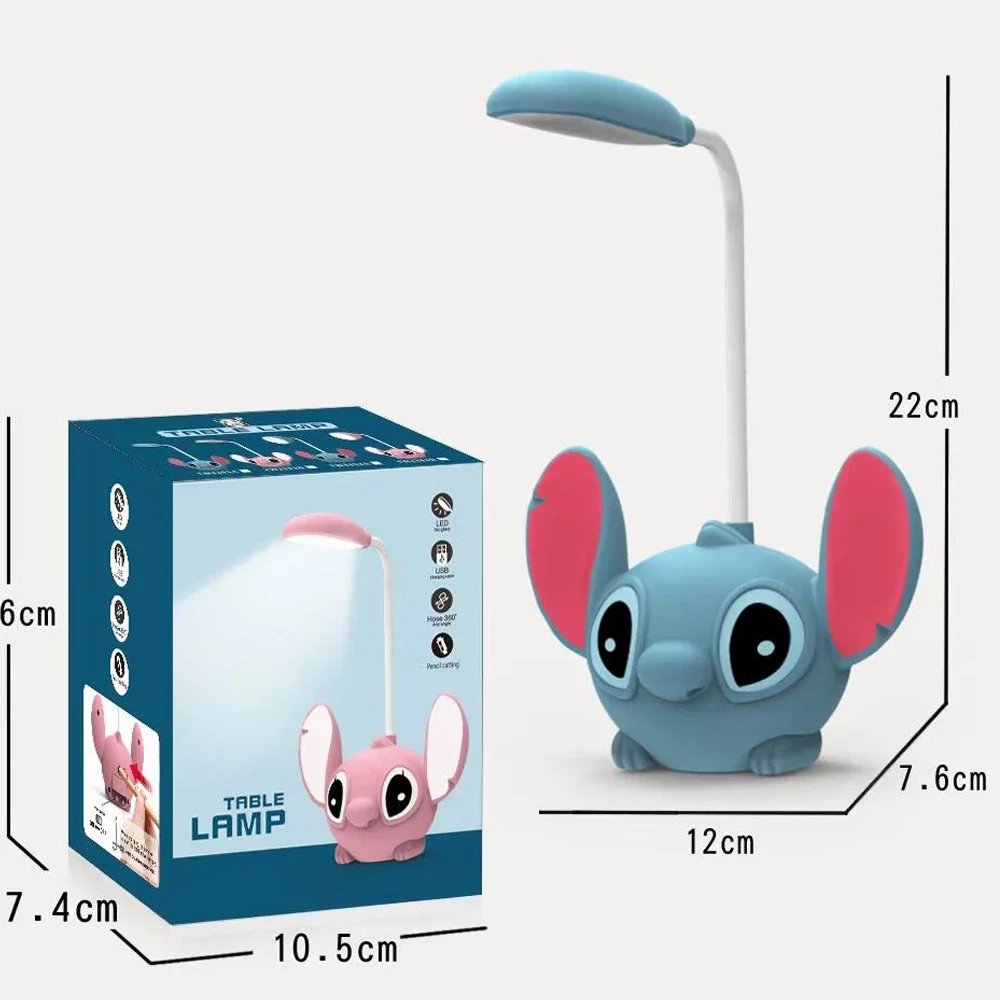 LED Lilo &amp; 스티치 책상 램프, 연필 샤프너, 접이식 조명, 귀여운 책상, 작은 책 램프, USB 충전 조명 선물