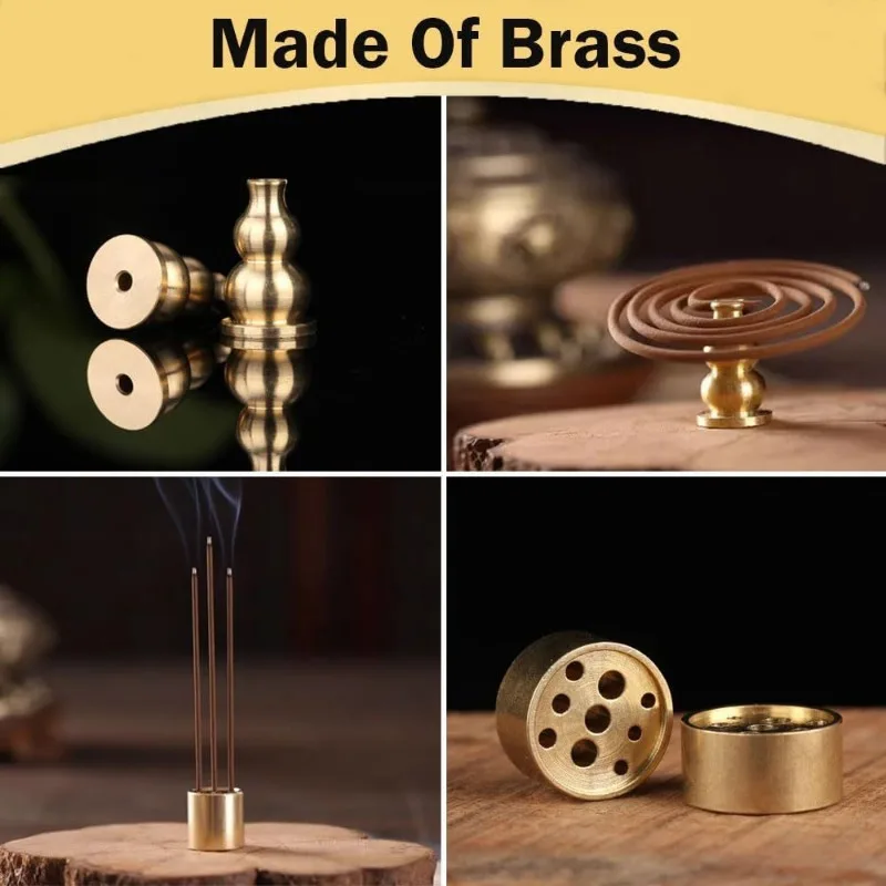 6 in 1 Metall Weihrauch brenner Messing Weihrauch halter Palo Santo Halter Salbei Halter Weihrauch Tablett Asche fänger Wohnkultur – Detail 6