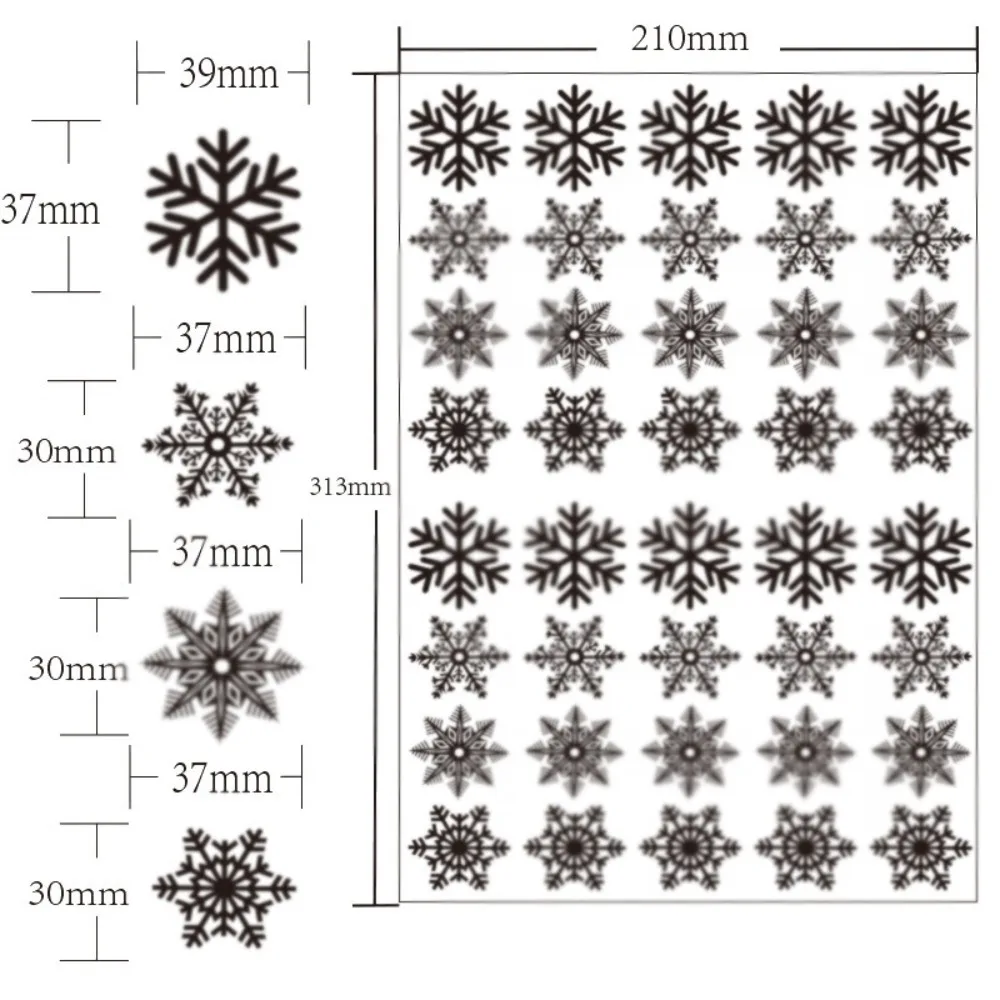 30Pcs PVC Christmas Snowflakes Sticker Electrostatic Glass Clings Glass Sticker White Snowflake Wallpaper Wall New Year