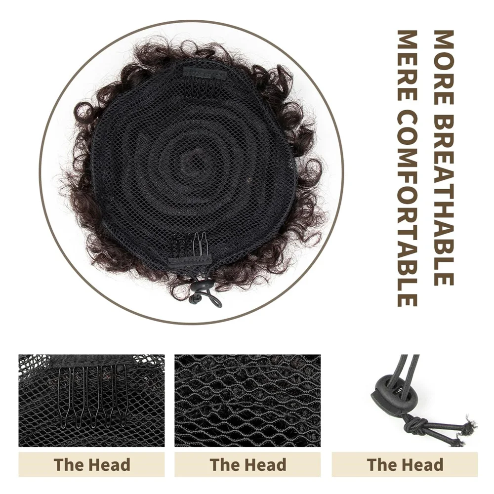 Afro Puffs Natural Black Afro Puff Hair Bun For Kids 100% Remy Human Hair Small Drawstring Ponytail For Little Girls Curly human hair extensions
